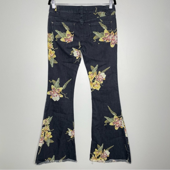 Free People Floral Bali Flare Leg Jeans Low Rise Stretchy In Miami Night Size 28 - Picture 8 of 10
